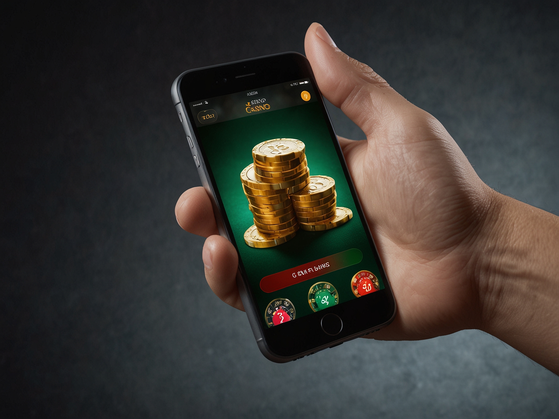 Promotional gift banner with coins and mobile phone